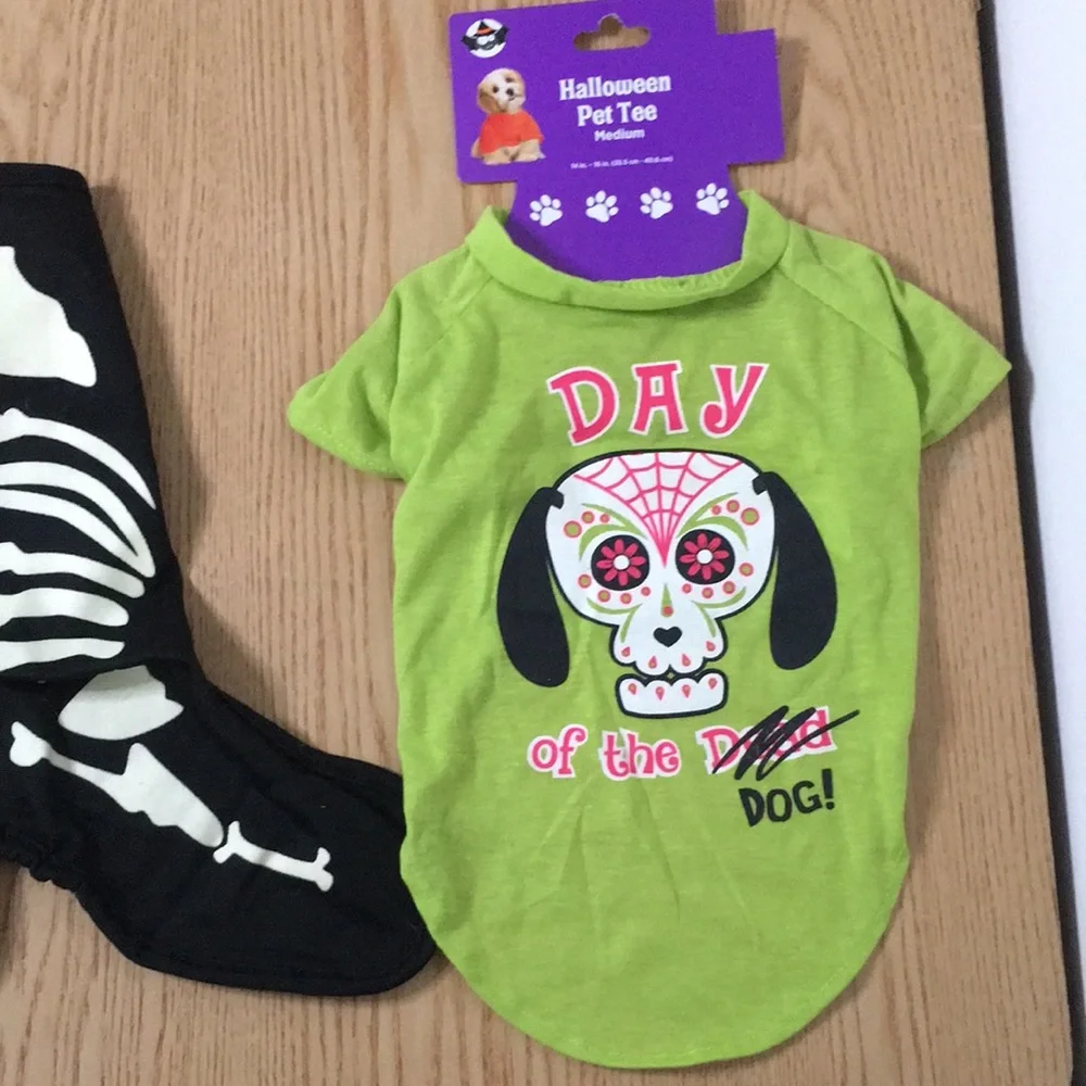 Bundle Of 2 Doggie T-shirt & Costume Small/Medium 6 1/4-1/2” Waist 8 1/2” Length